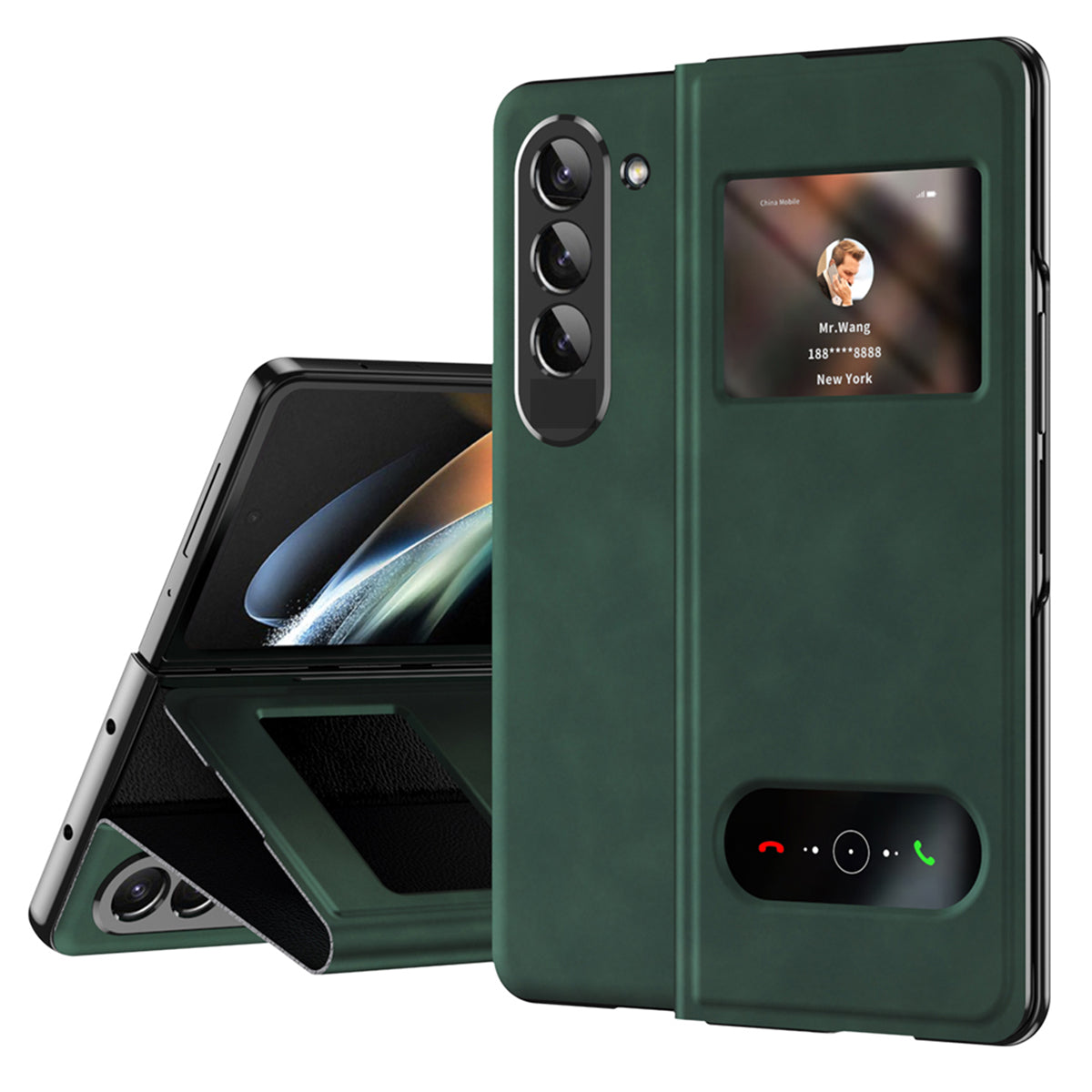 For Samsung Galaxy Z Fold5 5G View Window Phone Case Nappa Texture PU Leather PC Stand Cover For Samsung Galaxy Z Fold5 5G View Window Phone Case Nappa Texture PU Leather PC Stand Cover